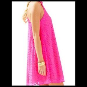 Lily Pulitzer Hot Pink Eyelet Lace Dress Large